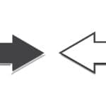 Two arrows icon. Pointers opposite each other. Arrows pointing in opposite directions. Stock image.